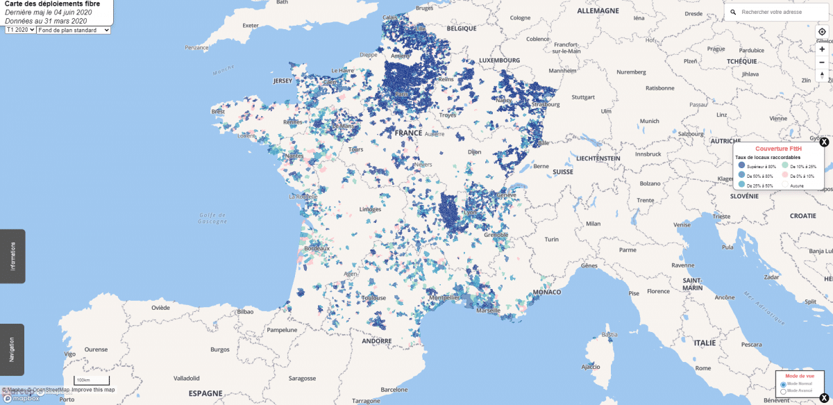 Carte ARCEP France - Prestataire informatique